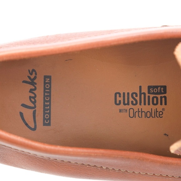 Clarks Collection Cognac Brown Penny Loafers Shoes - Picture 5 of 7